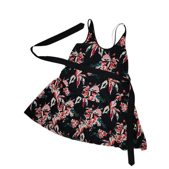 Derek Lam 10 Crosby Athleta Floral Sleeveless Dress Women’s Large Black Red EUC - Picture 10 of 10